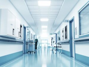 Brandt Blog 2019 Trends In Healthcare Construction Medical concept. Hospital corridor with rooms