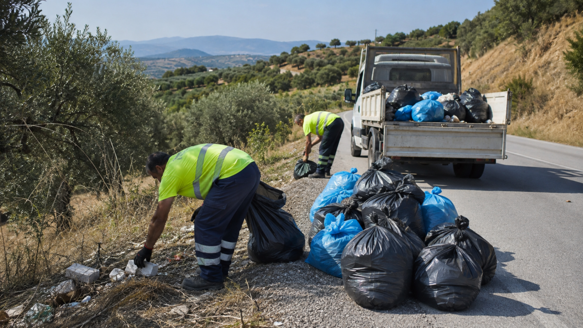 Δήμος Ρήγα Φεραίου: Συγκέντρωσαν 47 σακούλες σκουπιδιών από πρανή δρόμου